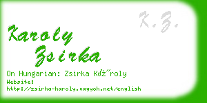 karoly zsirka business card